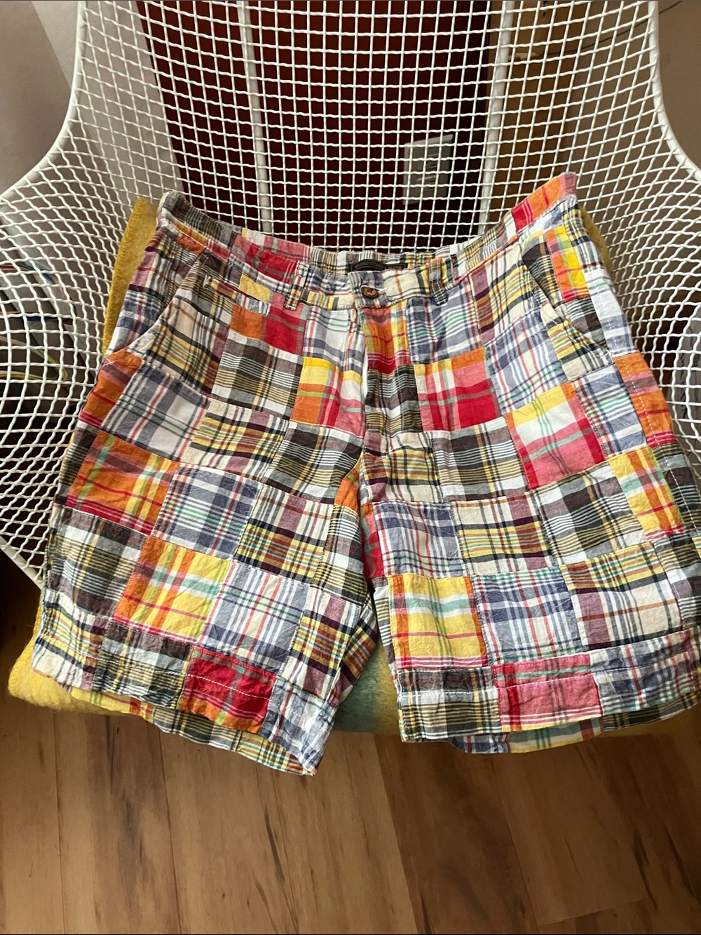 Colorful Patchwork Plaid Cotton Shorts